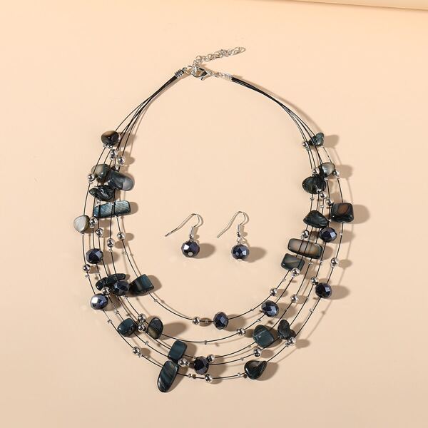 

3pcs Crystal Decor Jewelry Set, Black