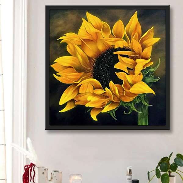 

Sunflower Print Diamond Drawing Without Frame, Multicolor