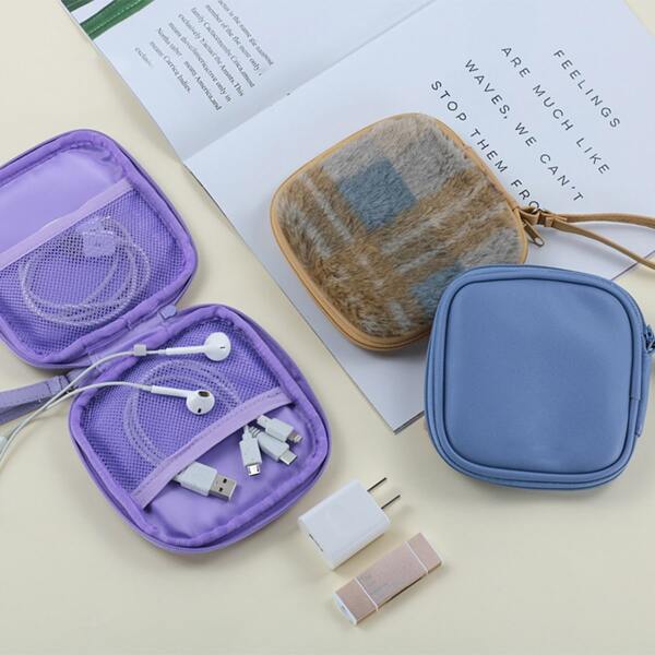 

1pc Random Data Cable Storage Bag, Multicolor