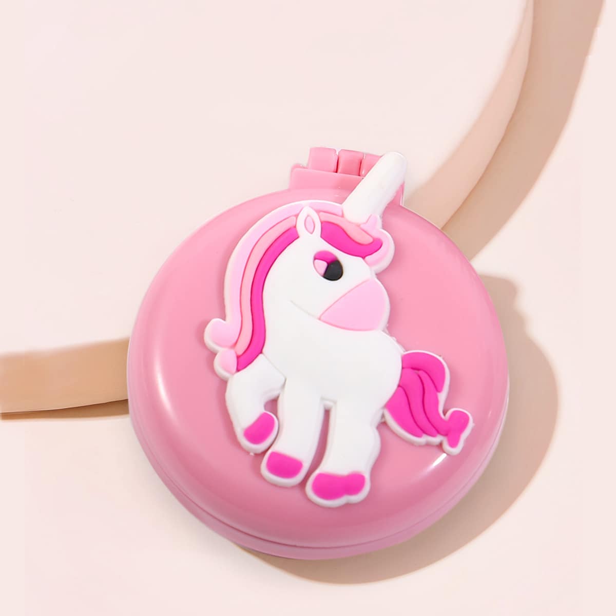 

1pc Unicorn Pattern Foldable Comb With Mirror, Pink