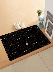 Alfombra de piso con estampado de gato - Negro - Ver 3