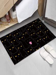 Alfombra de piso con estampado de gato - Negro - Ver 4