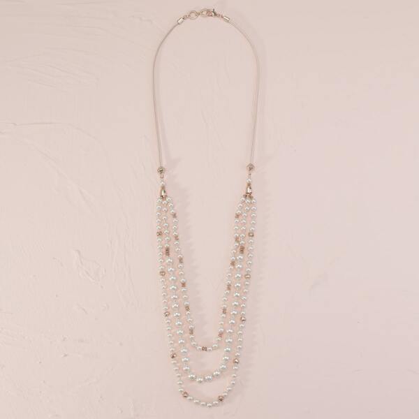 

Faux Pearl Decor Layered Necklace, White