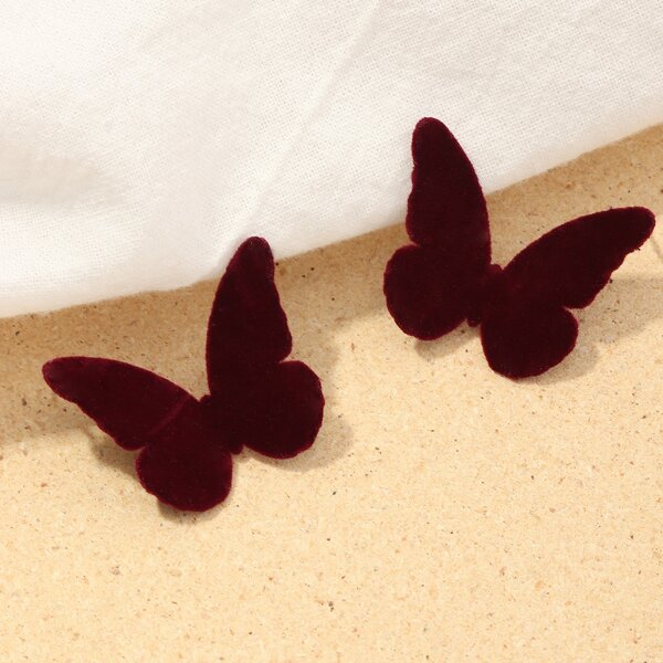 

Butterfly Design Stud Earrings, Burgundy