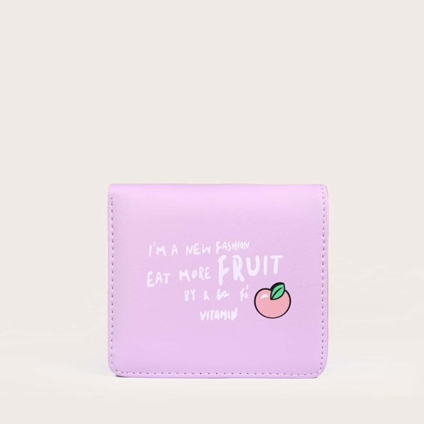 

Letter & Peach Graphic Short Purse, Purple
