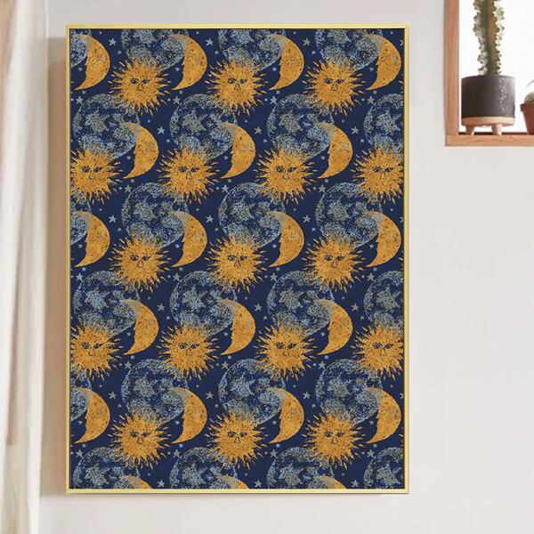 

Moon & Sun Print Wall Painting Without Frame, Multicolor