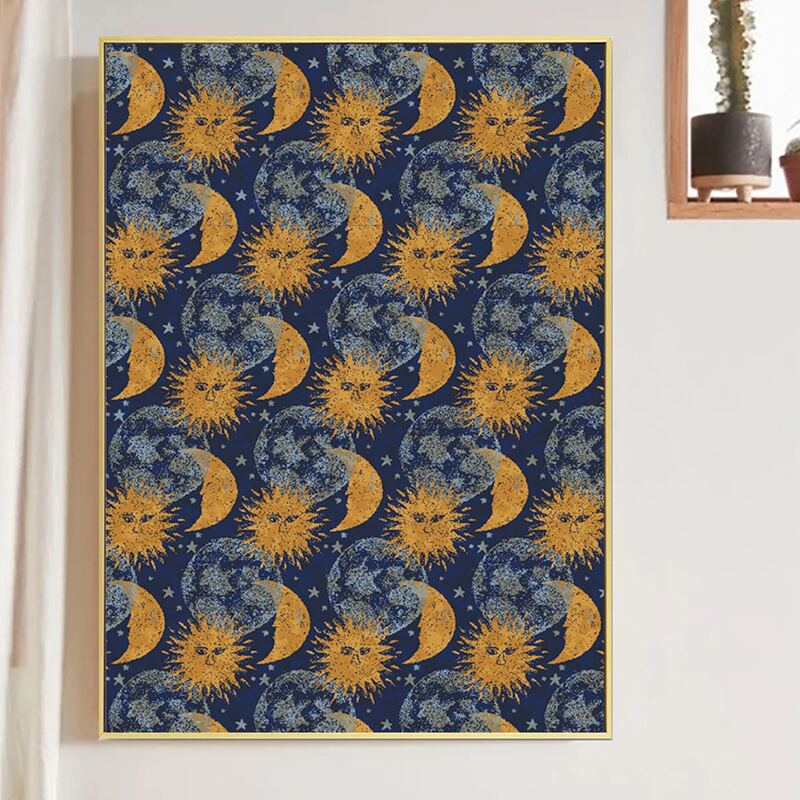 

Moon & Sun Print Wall Painting Without Frame, Multicolor