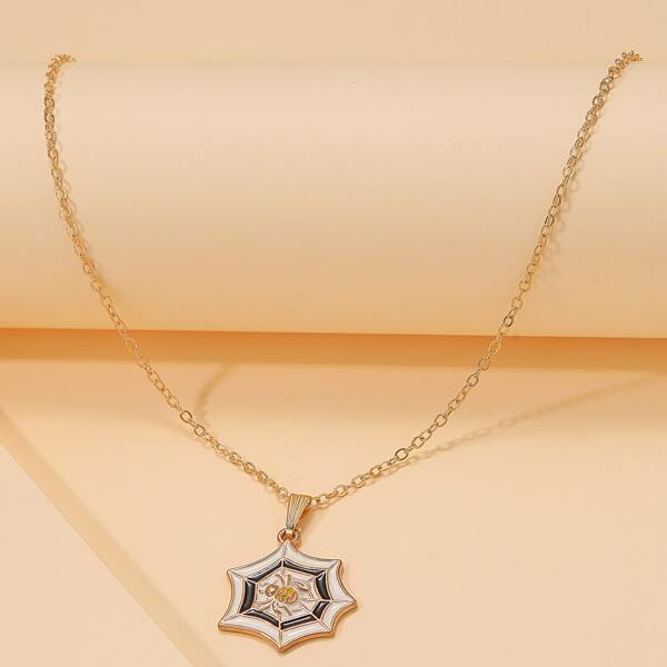 

Halloween Spider Web Charm Necklace, Multicolor