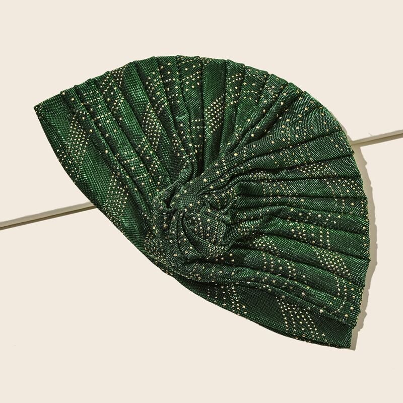 

Christmas Pleated Turban Hat, Green
