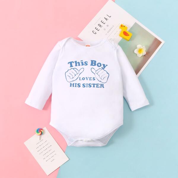 

Baby Boy Slogan Graphic Bodysuit, White