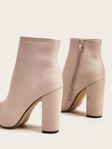 Minimalist Chunky Heeled Boots - Apricot - View 4