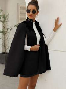 SHEIN Clasi Áo khoác lông chim màu trơn Thanh lịch - màu đen - Xem 3