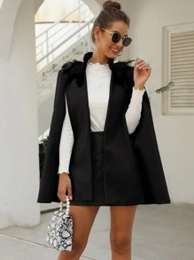 SHEIN Clasi Áo khoác lông chim màu trơn Thanh lịch - màu đen - Xem 5