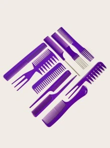 10件套化妆造型美发刷套装，多功能梳子，适用于家庭和沙龙使用 - 紫色 - 查看 4