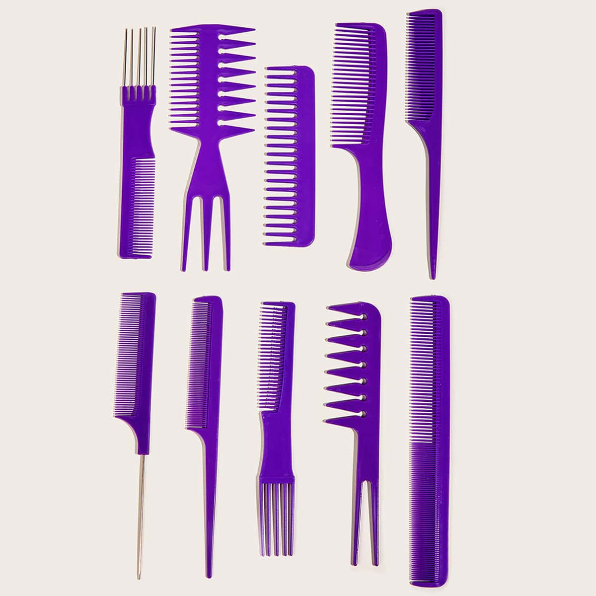 

10pcs Makeup Hairdressing Comb, Purple