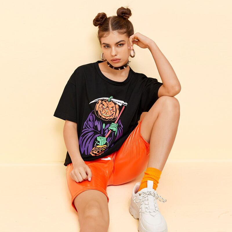 

Halloween Graphic Oversized Tee, Black