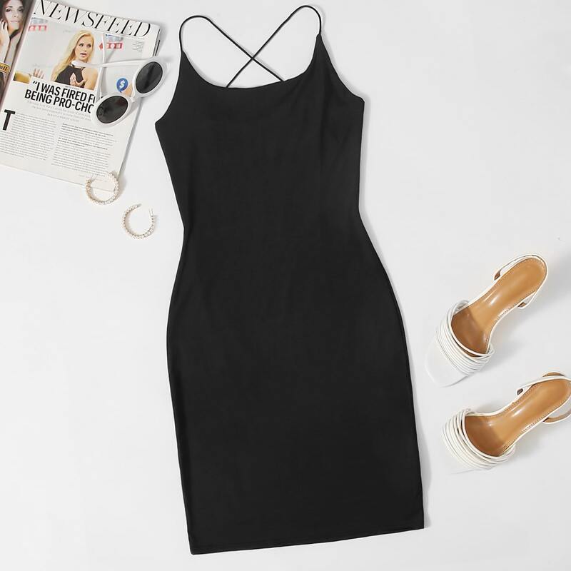 

Solid Cami Dress, Black