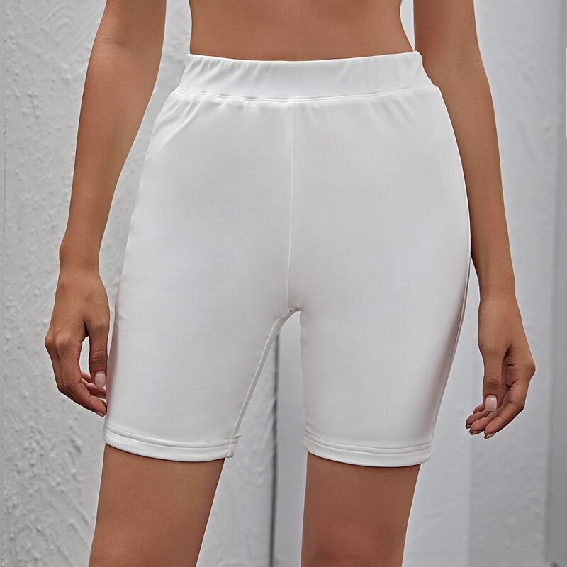 

Solid Biker Shorts, White