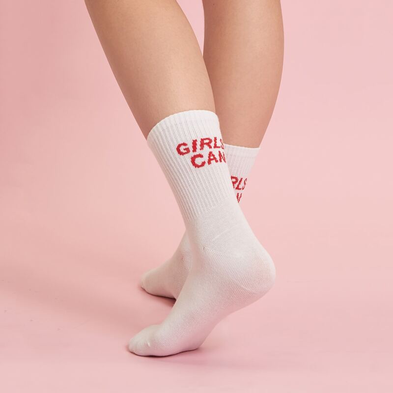 

Letter Graphic Socks, White