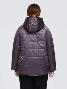 Abrigo acolchado con capucha, manga raglán y cremallera, talla grande, de Astrid - Morado - Ver 2