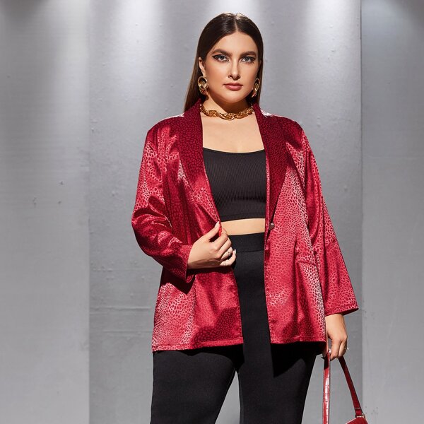 

Plus Single Button Satin Coat, Red