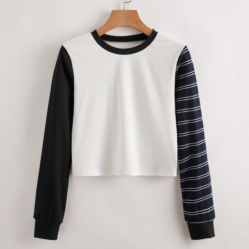

Colorblock Striped Sleeve Tee, Multicolor