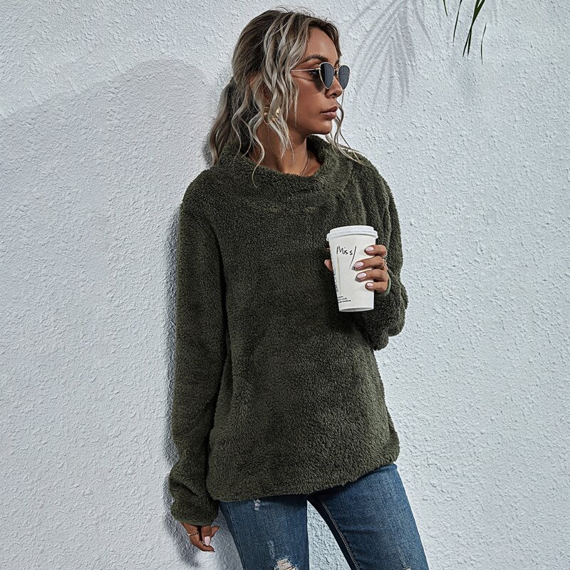 

Zip Front Teddy Sweatshirt, Army green
