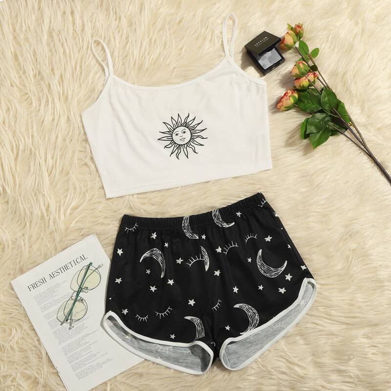 

Galaxy Print PJ Set, Black and white