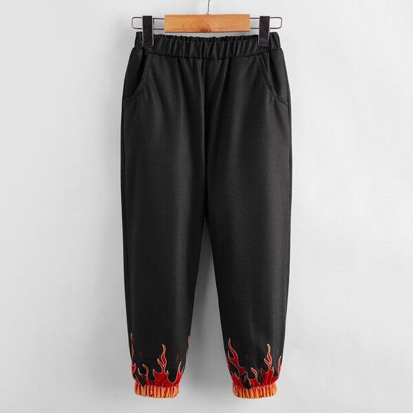 

Toddler Boys Fire Print Sweatpants, Black