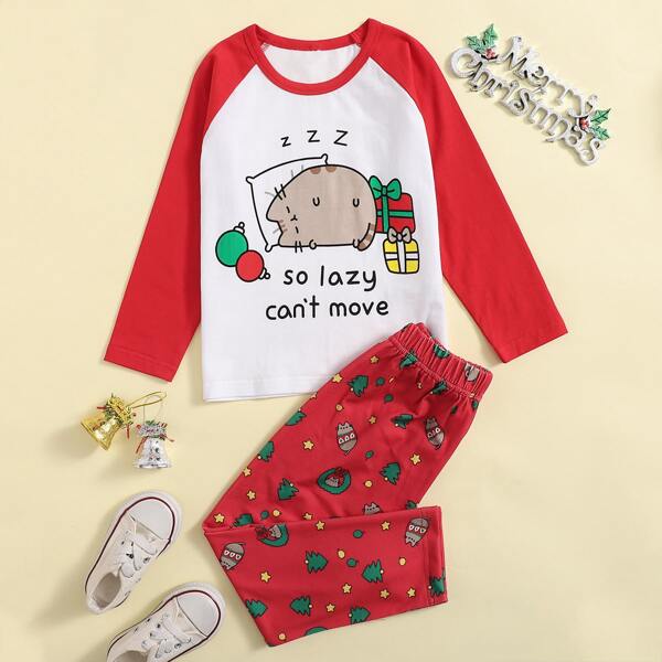 

Toddler Girls Cartoon Graphic Tee & Pants, Red and white