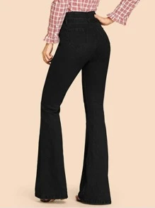 Jeans de cintura con cordón - Negro - Ver 2