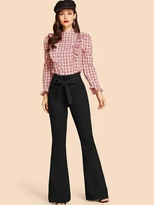 Jeans de cintura con cordón - Negro - Ver 4