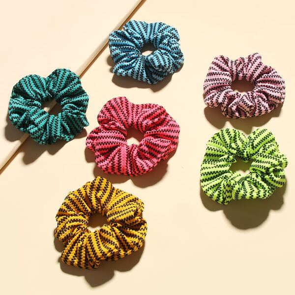 

6pcs Colorful Elastic Scrunchie, Multicolor