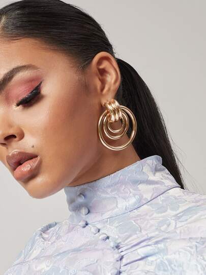 اقراط مسماري فلز مستدير زوج واحد