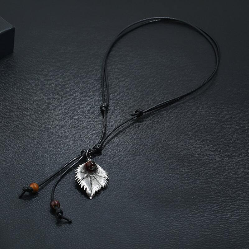 

Guys Metal Leaf Charm Necklace, Antique silver
