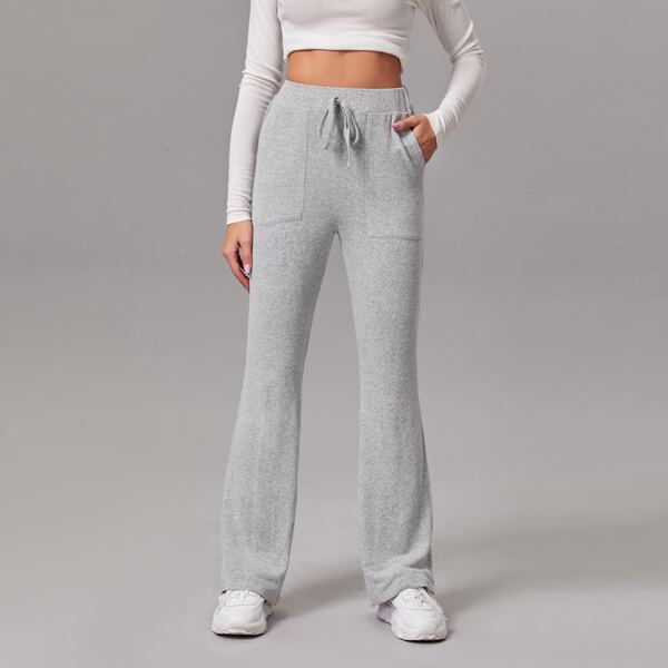 

Drawstring Waist Slant Pocket Pants, Light grey