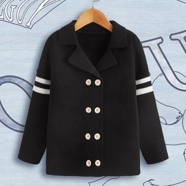 

Toddler Boys Varsity Striped Double Breasted Cardigan, Black