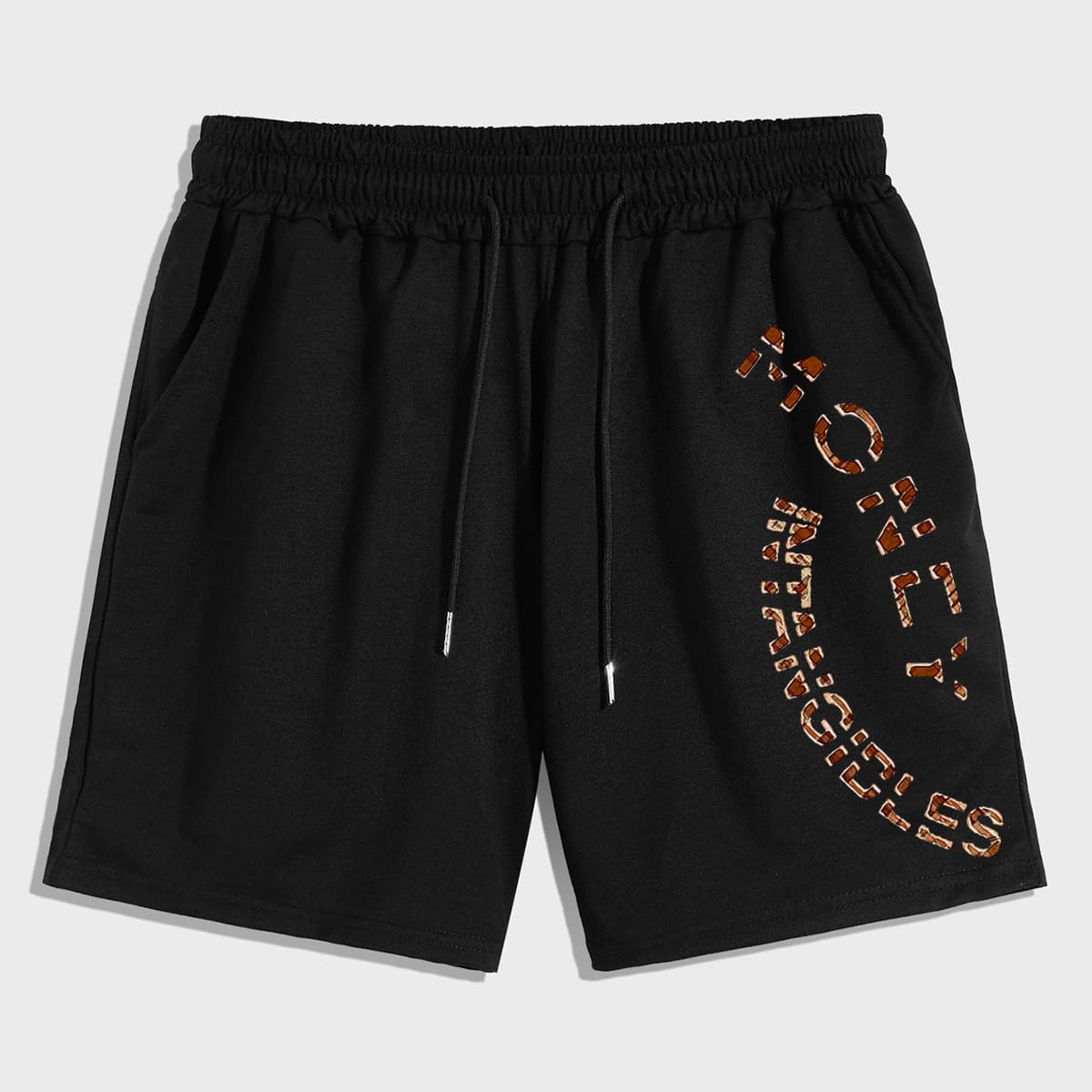 

Guys Letter Tie Front Shorts, Black