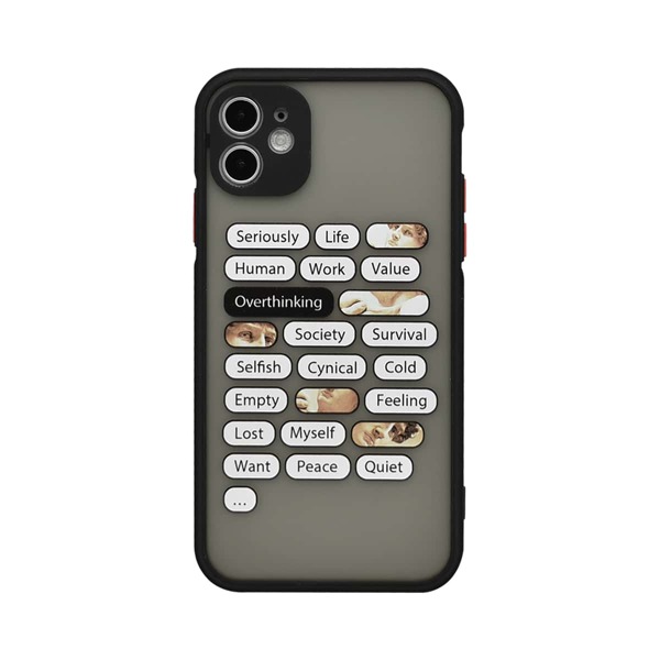 

Чехол для iPhone с контрастной рамкой и текстовым рисунком, Чёрный