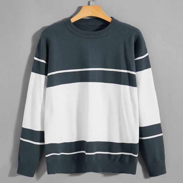 

Men Striped Colorblock Drop Shoulder Sweater, Multicolor