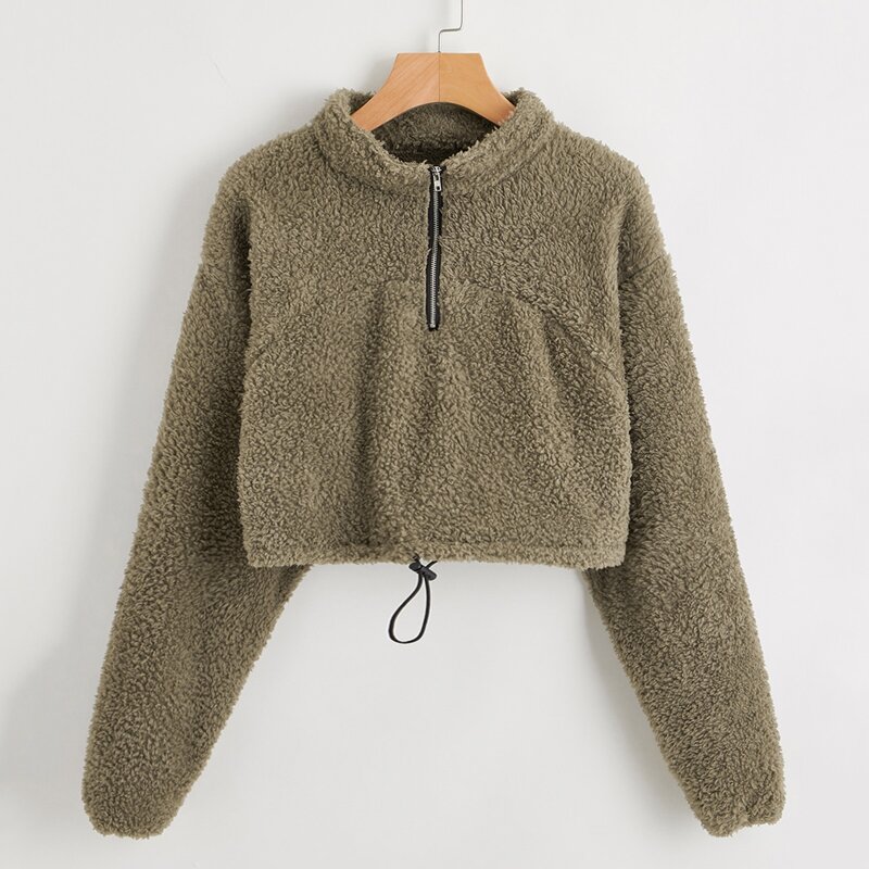 

Half Zip Teddy Sweatshirt, Army green