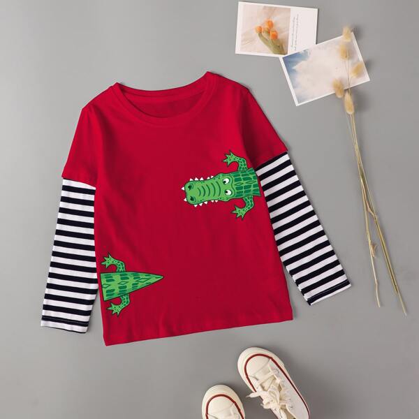 

Toddler Boys Cartoon Graphic 2 In 1 Tee, Rose red