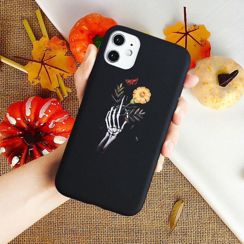 

Floral & Hand Print iPhone Case, Black