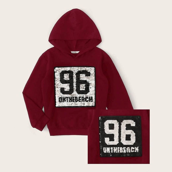 

Boys Color Change Sequin Hoodie, Burgundy