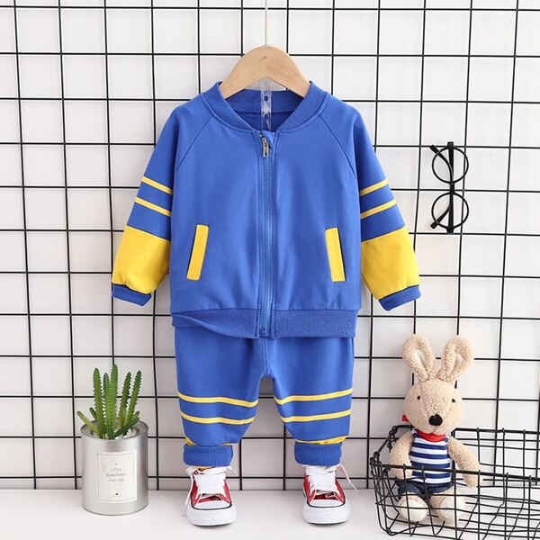 

Toddler Boys Striped & Cartoon Graphic Sweatshirt With Sweatpants, Blue