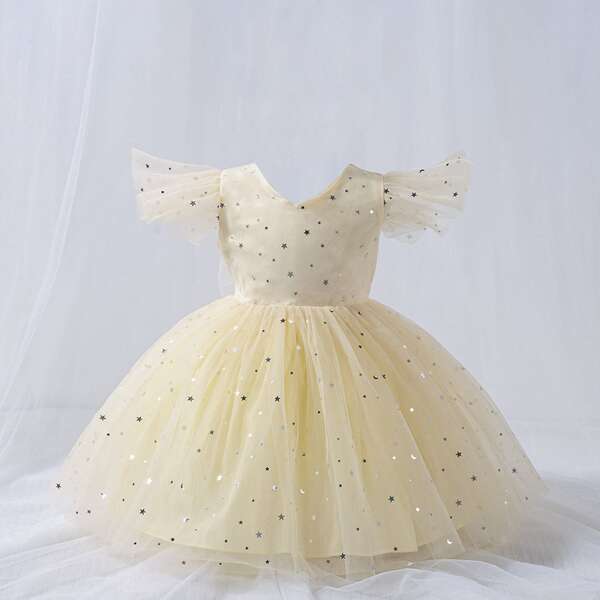 

Toddler Girls Galaxy Tie Back Tulle Party Dress, Yellow pastel