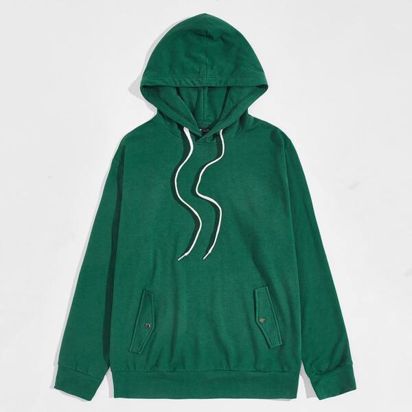 

Men Drop Shoulder Drawstring Hoodie, Green