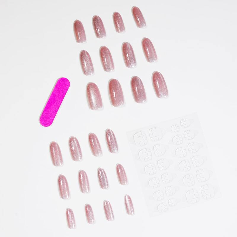 

24pcs Fake Nail & 1sheet Tape & 1pc Nail File, Pink