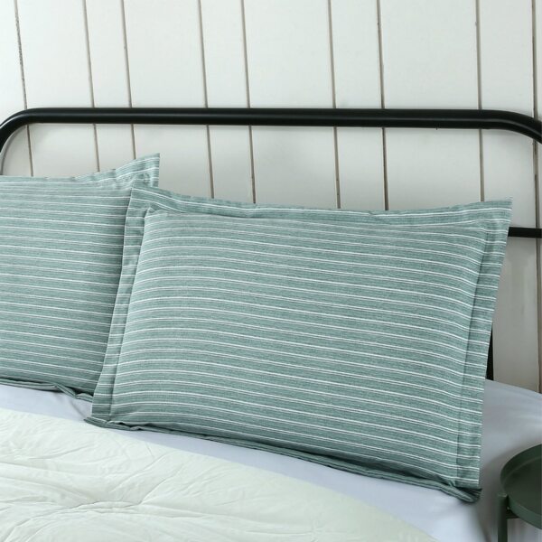 

1pair Striped Pattern Pillowcase Without Filler, Green