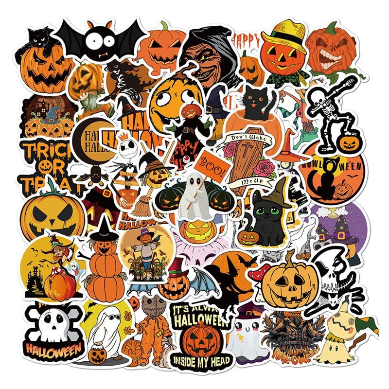 

50pcs Halloween Pumpkin Pattern Sticker, Multicolor